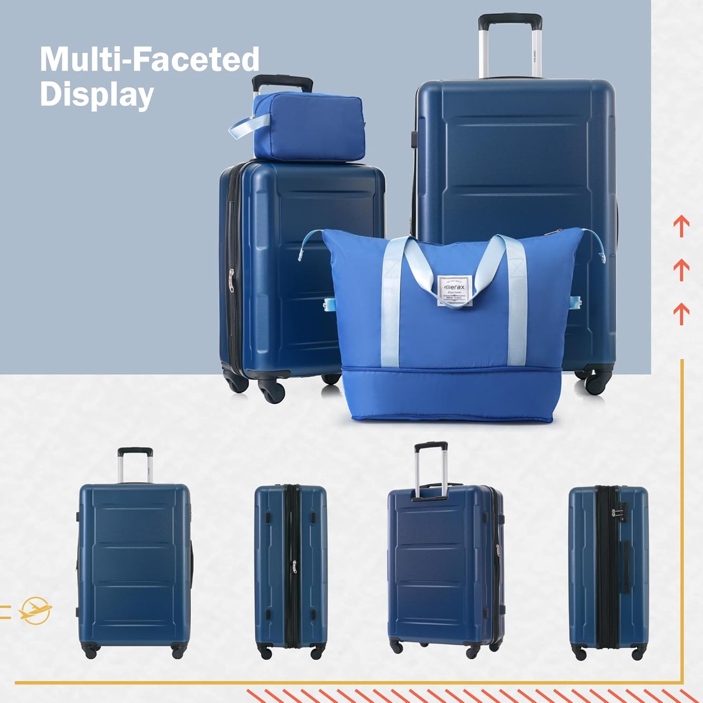 Merax Luggage Sets 2 Piece Suitcase Set, Hardshell 20 IN & 28 IN Suitcase Set with Duffel Bag, Travel Suitcases with Spinner Wheels and TSA Lock(Blue)