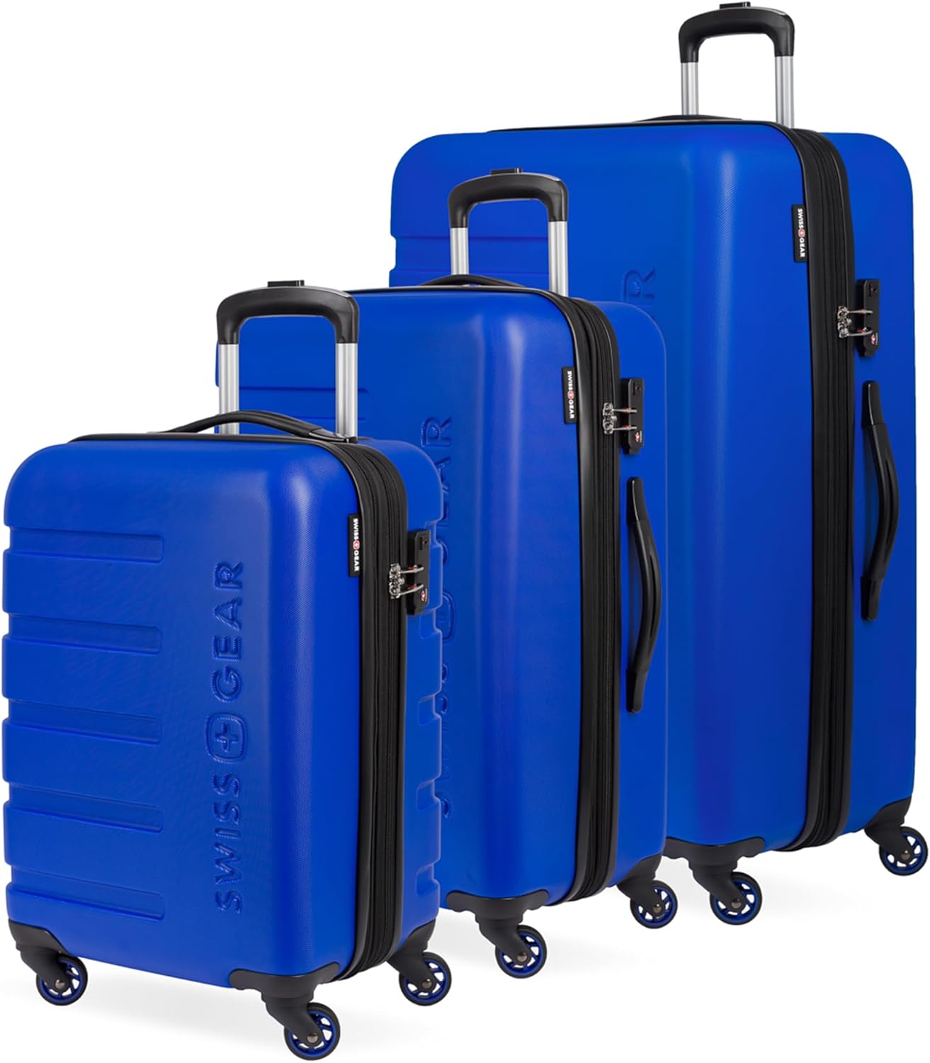 SwissGear 7366 Signature Hardside Expandable Luggage with Spinner Wheels, TSA Lock, Cup-Holder, Cobalt, 3-Piece Set (19/23/27)