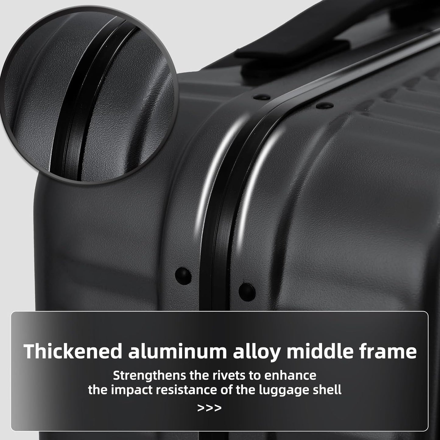 29 Inch Aluminum Checked Luggage with Side Opening Zipper, 40 * 37 * 77cm, 113L, Lightweight Hardshell ABS+PC Suitcase with TSA Lock, 360° Universal Wheels, Black