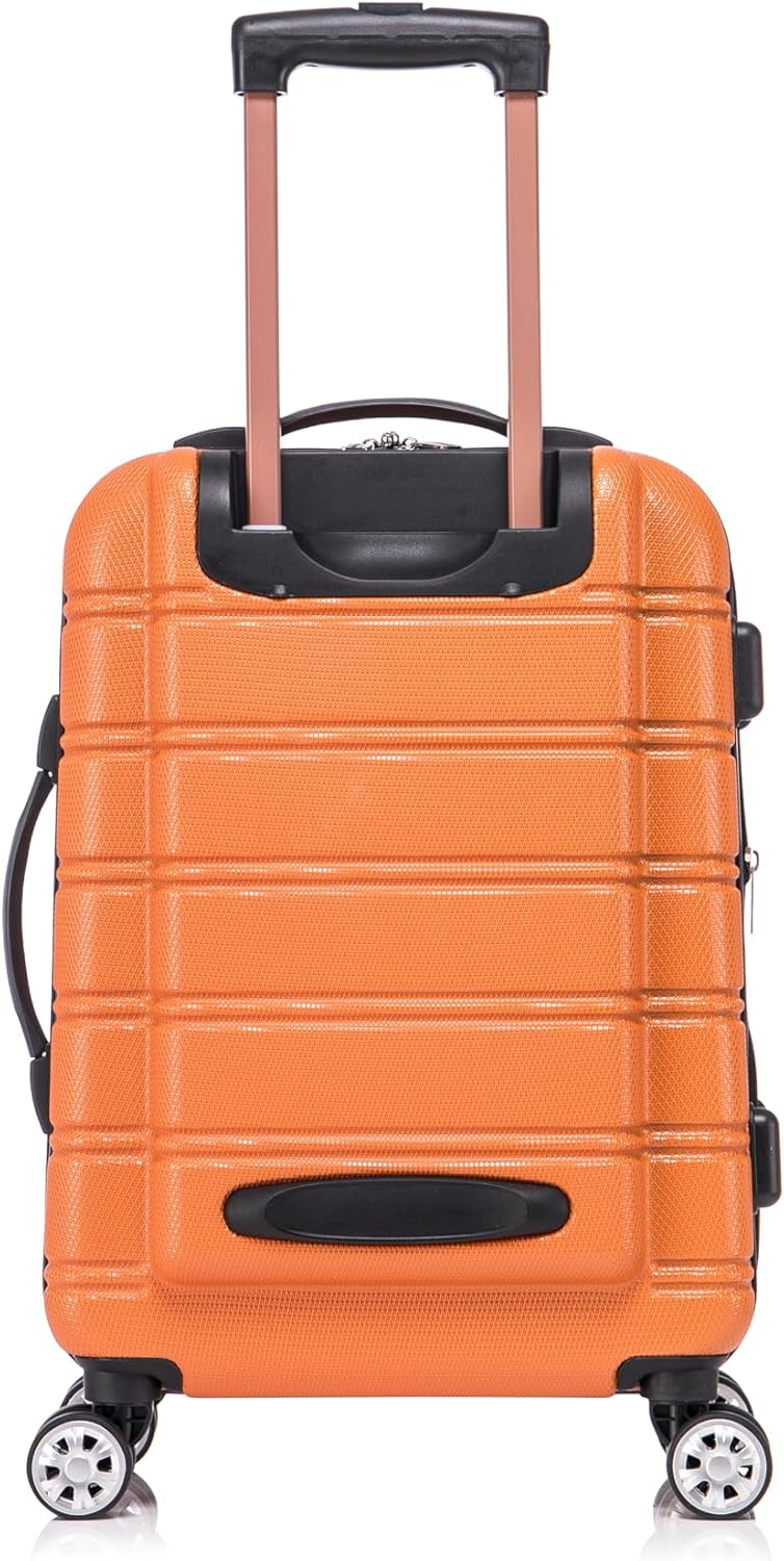 Rockland Melbourne Hardside Expandable Spinner Wheel Luggage Set, Orange, Carry-On 20-Inch and Tote 14-Inch