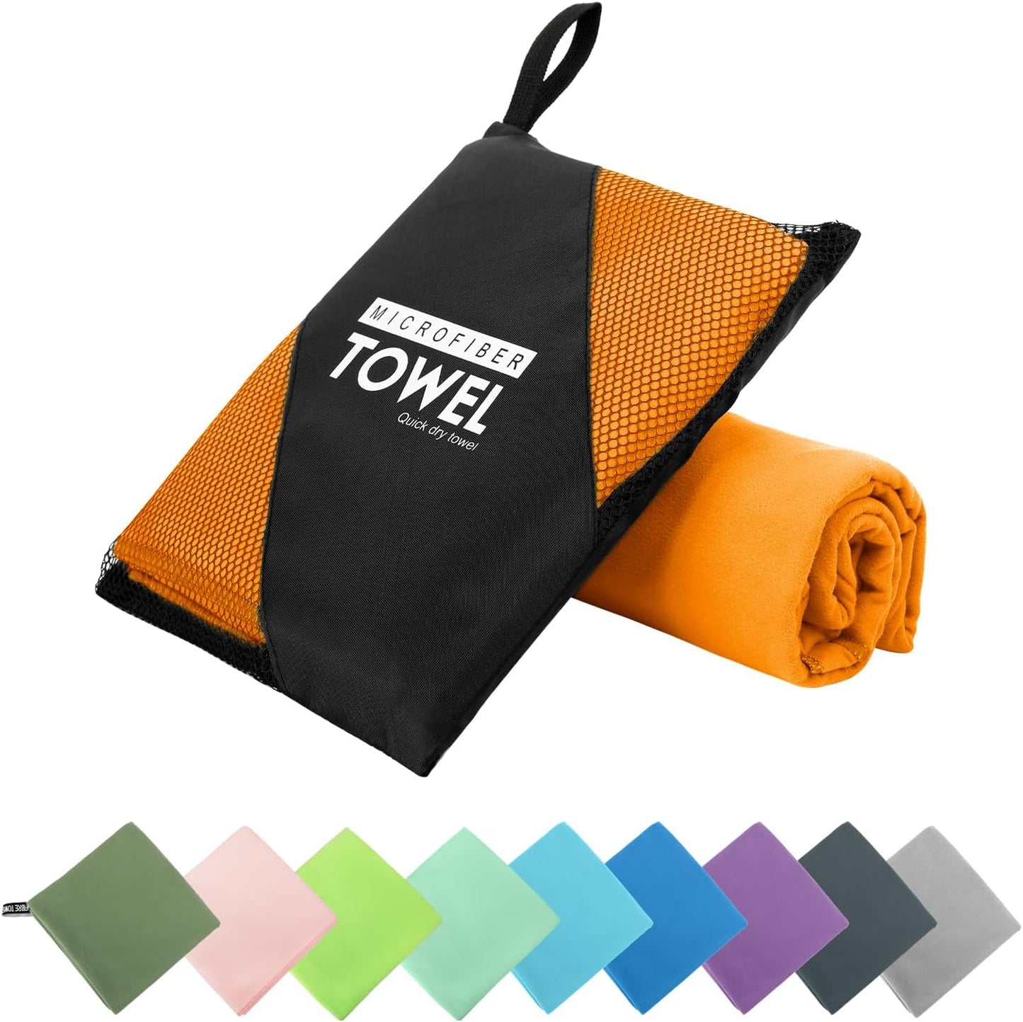 Microfiber Travel Towel, Soft Lightweight Quick Dry Towel, Super Absorbent Compact Travel & Sports & Beach Towels for Camping, Backpack, Gym, Swimming, Yoga, Hiking (M:20"×40" -Orange)