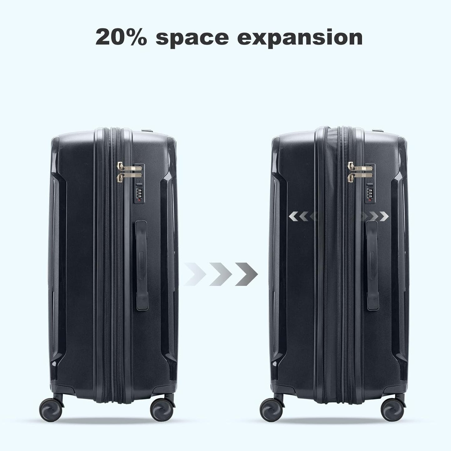 Nazhura Luggage Set, 3-Piece Hardside Suitcase Set, 20-inch Carry On, 24-inch, 28-inch Luggage