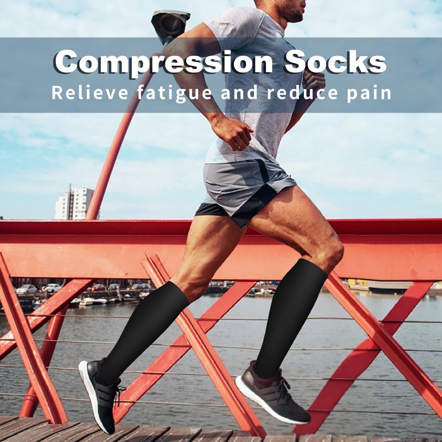 Bluemaple Compression Socks for Women & Men Circulation (6 Pairs) 15-20 mmHg is Best Support for Athletic Running Cycling