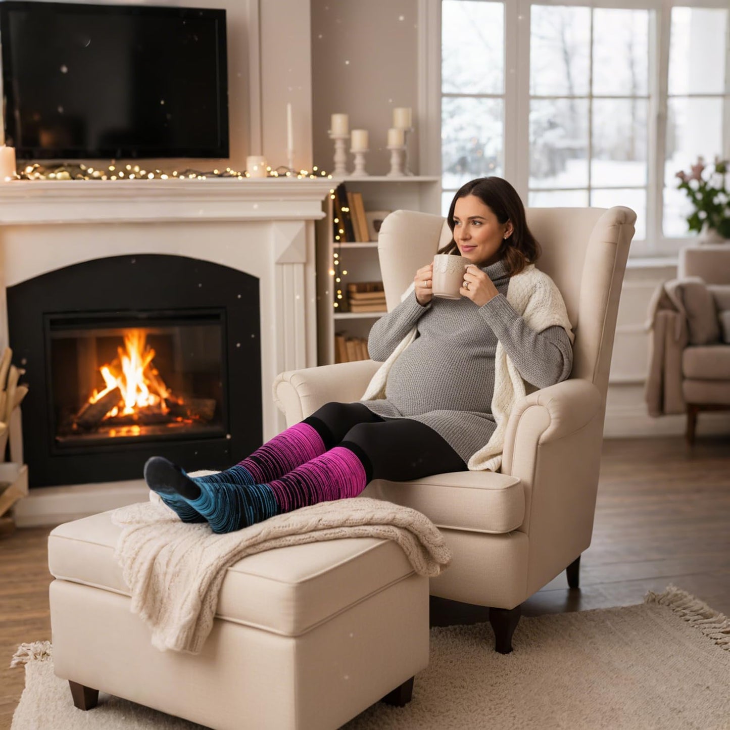 Graduated Compression Socks for Women&Men 20-30mmhg Knee High Socks Travel Hiking Running Stocking