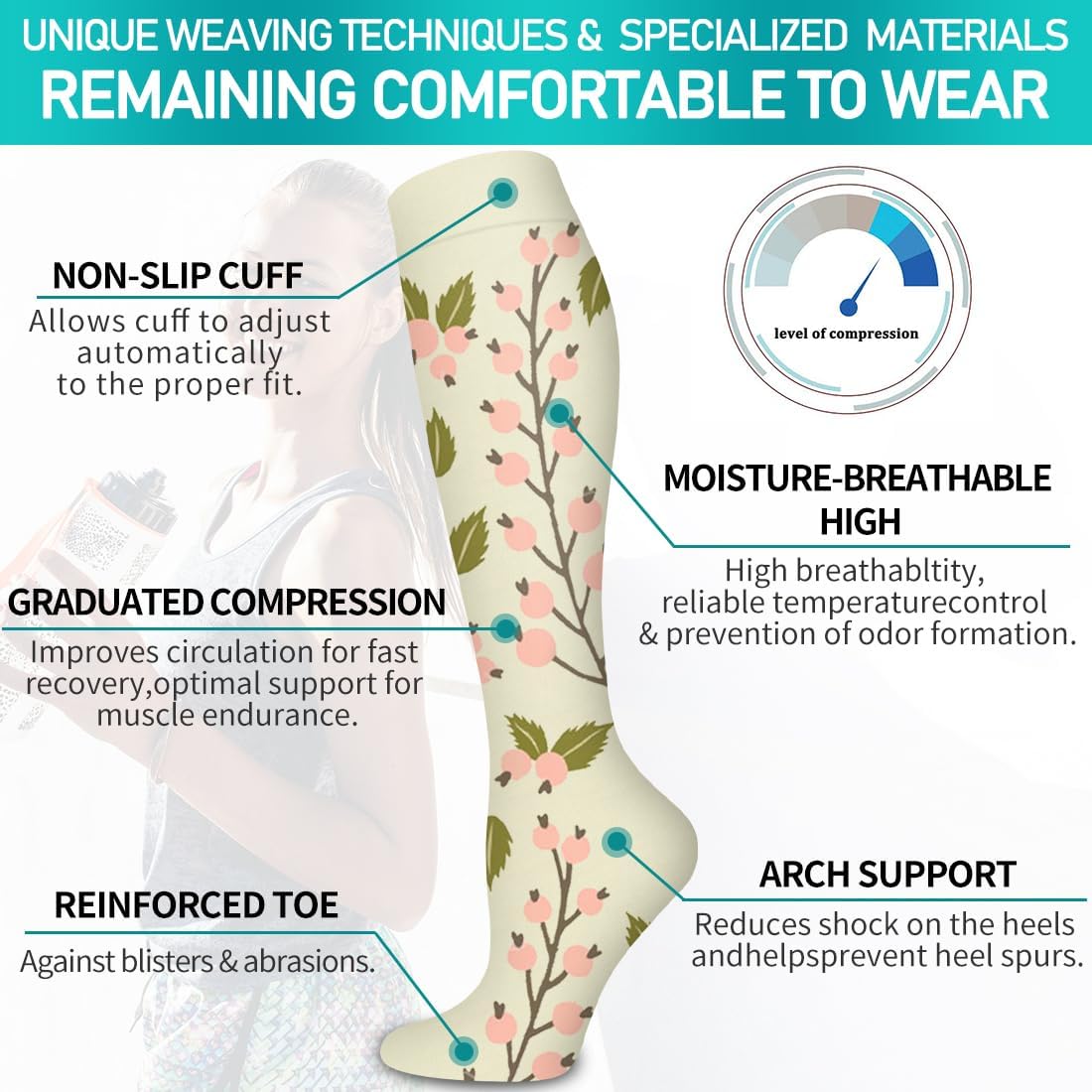 Copper Compression Socks for Women and Men(6 Pairs)-Best Support for Running, Athletic, Nursing, Travel