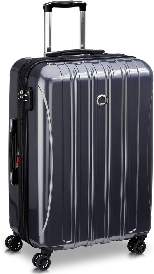 DELSEY PARIS Helium Aero Hardside Expandable Luggage with Spinner Wheels, Titanium, Checked-Medium 24 Inch