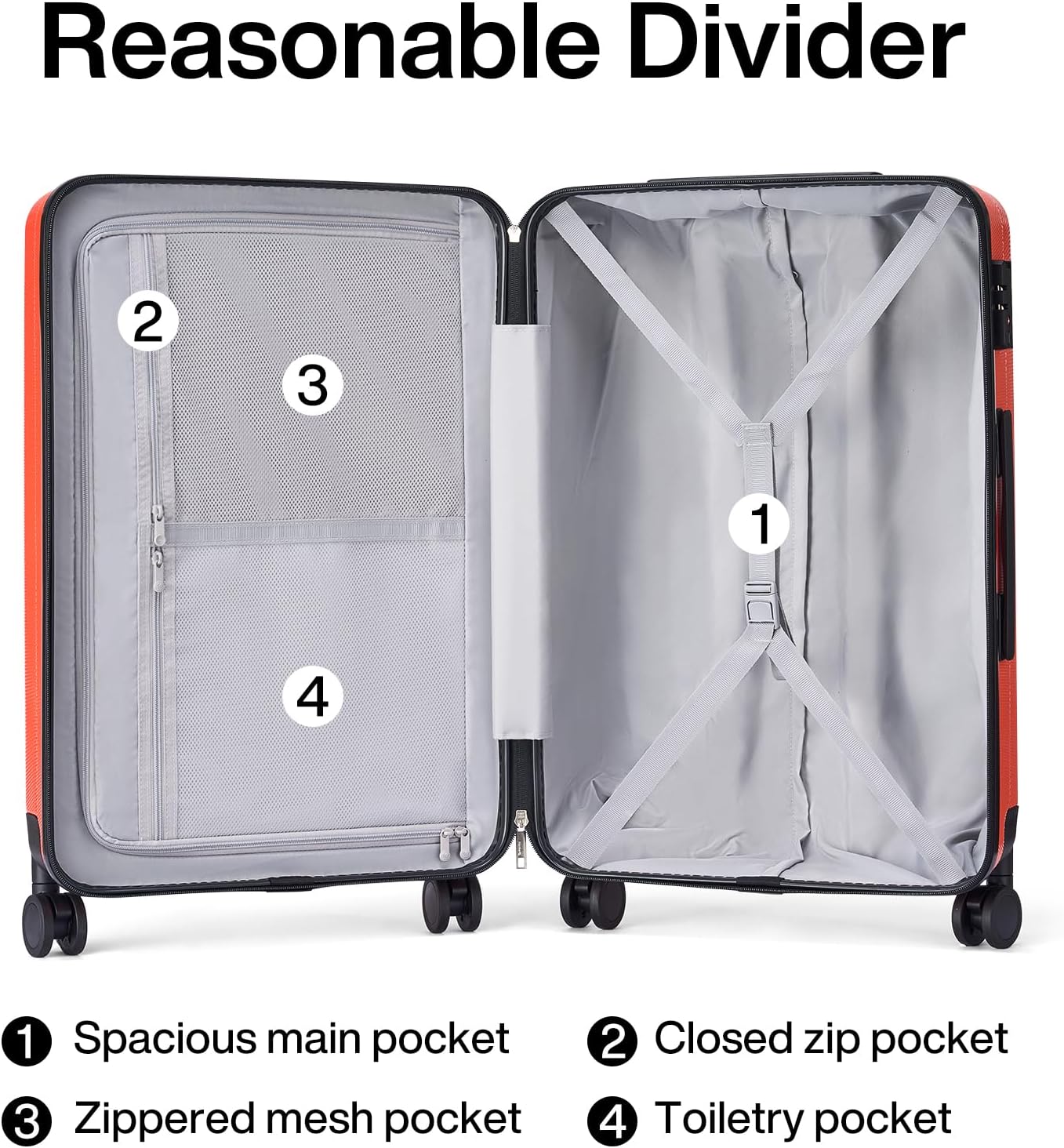 Hanke Luggage Sets 2 piece Carry On Luggage with Wheels PC Hard Shell Suitcases Lightweight Checked Travel Luggage Large Travel Suitcase Woman Men 20/29 Inch （Orange）