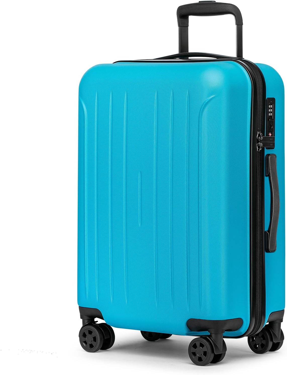 KYME 24-Inch Medium Luggage with Dual 360° Spinner Wheels Hardshell Checked TSA Approved Suitcase for Lightweight Travel (Ocean Blue, 24" Checked)