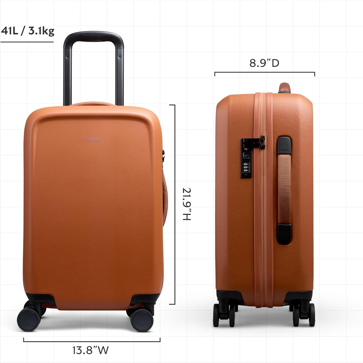 Bellroy Transit Carry-On (41L carry-on luggage, with hard shell and removable packing cells) - Bronze