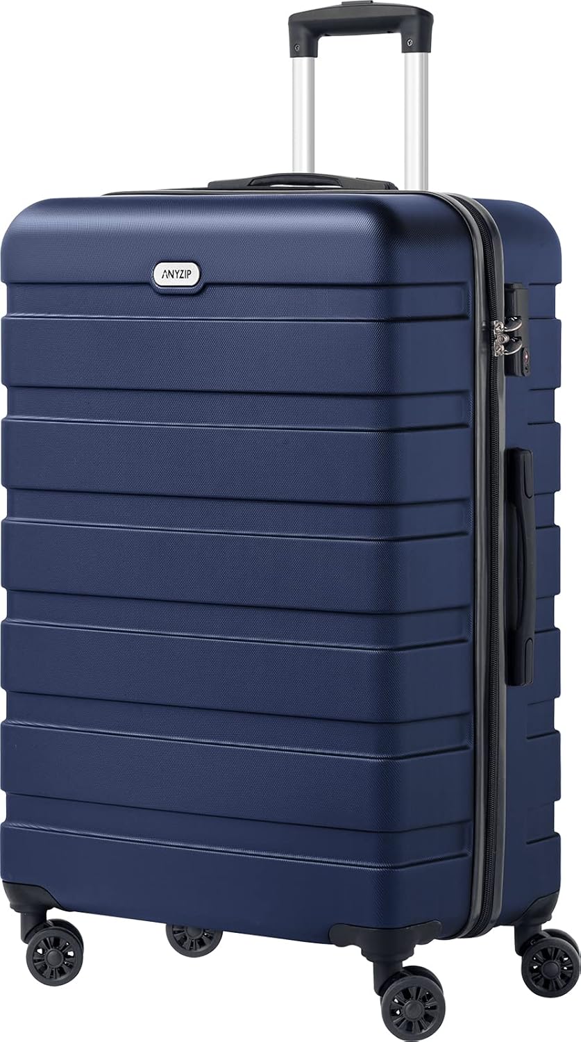 AnyZip Luggage PC ABS Hardside Lightweight Suitcase with 4 Universal Wheels TSA Lock Checked-Large 28 Inch Dark Blue