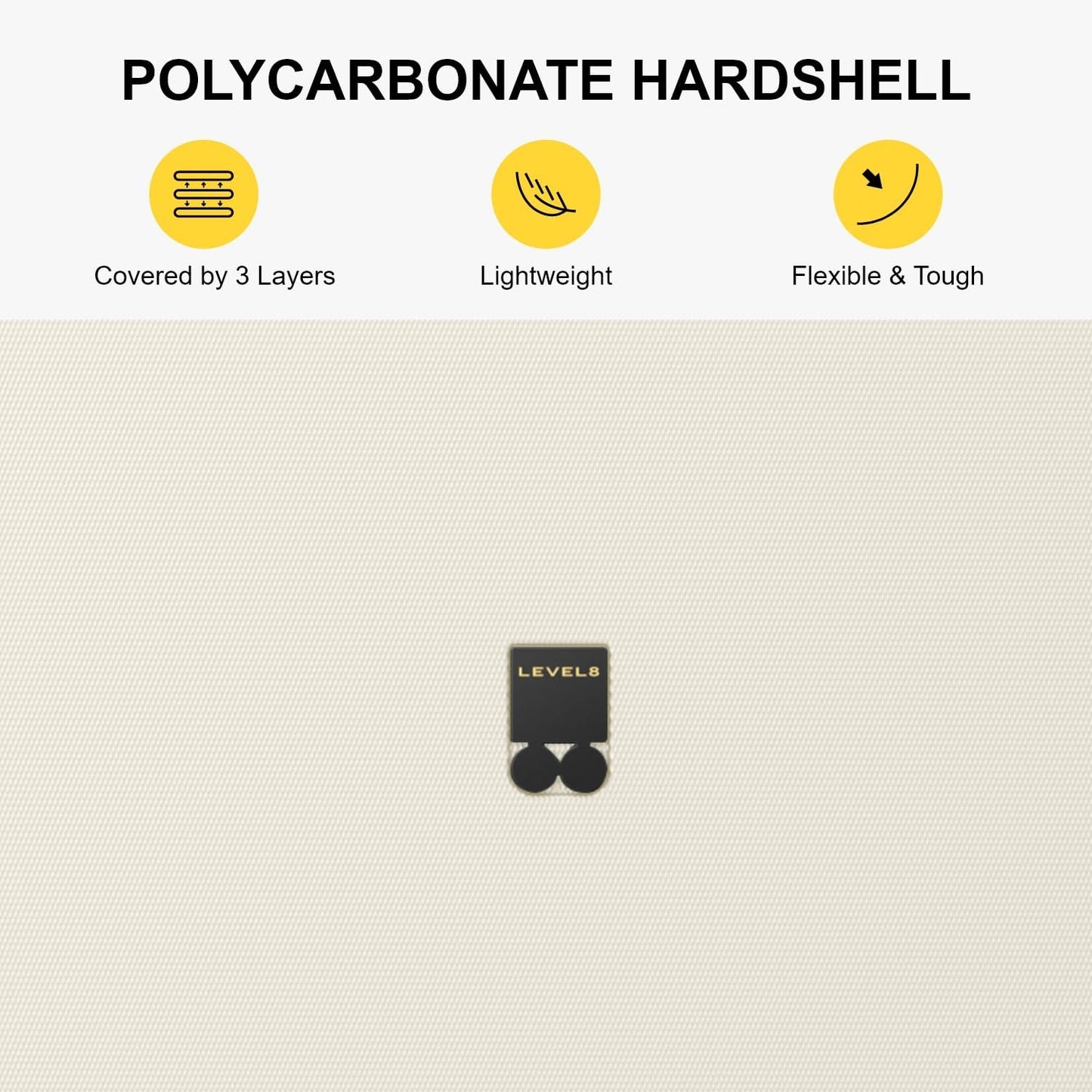 LEVEL8 Carry on Suitcase for Women Men, Carry-on Luggage Airline Approved, Travel Bag with Spinner Wheels, Lightweight Luminous Textured Hard Shell, Tsa Lock, 20 Inch, Cream White