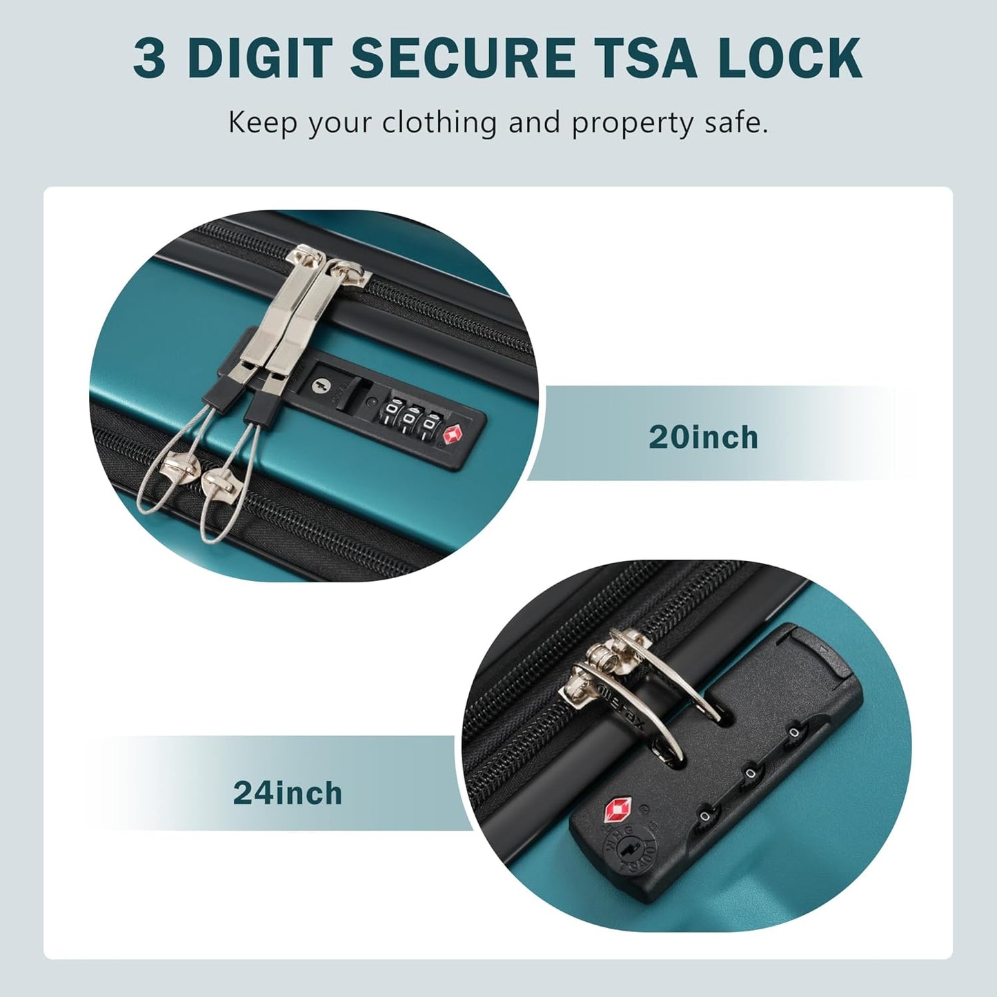 Merax Luggage Sets 2 Piece Front Opening, Hardside Lightweight Carry on Suitcase with USB Port,Durable Expandable Luggage with Bags Spinner Wheels and TSA Lock,Dark Green