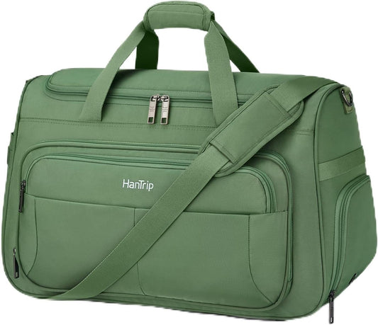 Carry on Duffel Bag Foldable Duffle Bags for Travel, Large Personal Item Bags for Airplanes, Weekender Overnight Mens Travel Tote Bag for Women Softside Carry on Luggage (Forest Green)