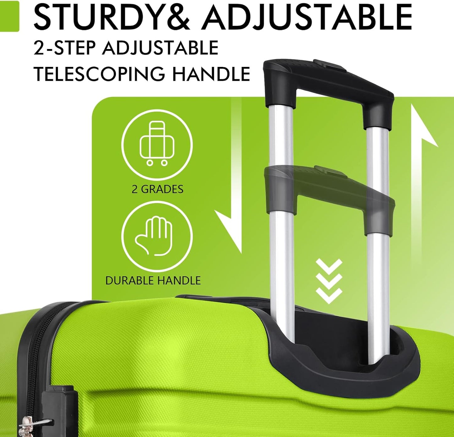 AnyZip Luggage PC ABS Hardside Lightweight Suitcase with 4 Universal Wheels TSA Lock Checked-Large 30 Inch Apple Green