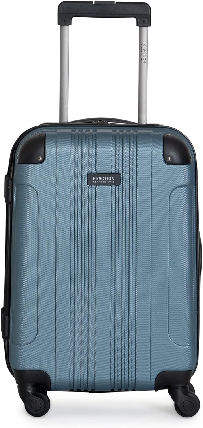 Kenneth Cole REACTION Out of Bounds Lightweight Hardshell 4-Wheel Spinner Luggage, Granite Blue, 20-Inch Carry On