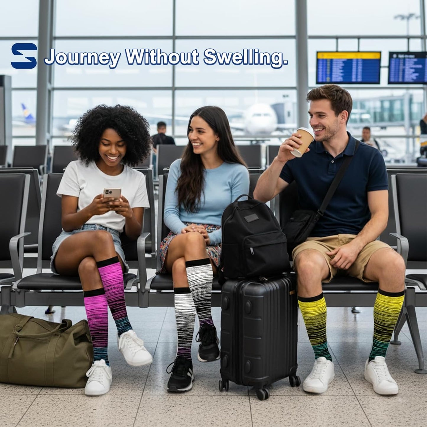 Compression Socks for Women and Men Circulation (3 Pairs) is Best Support for Running Athletic Cycling Hiking