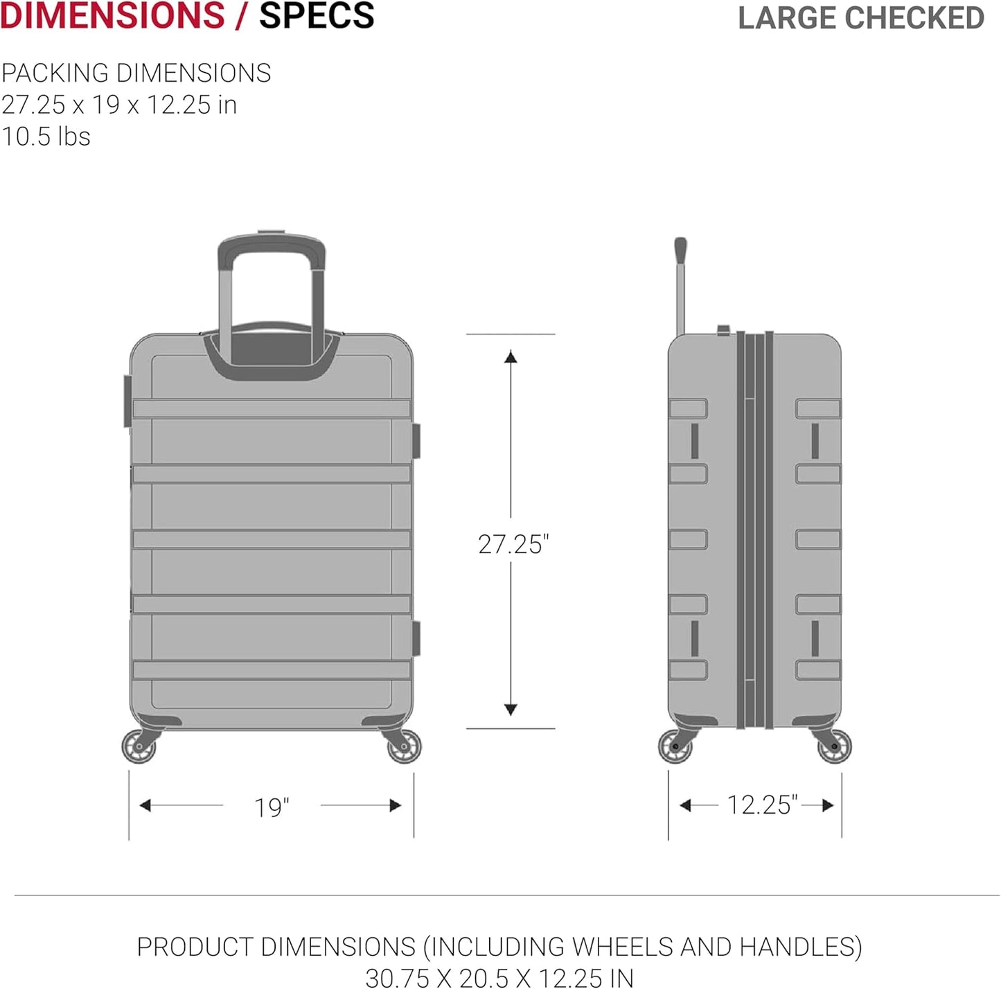 SwissGear 7366 Hardside Expandable Luggage with Spinner Wheels, Navy, Checked-Large 27-Inch