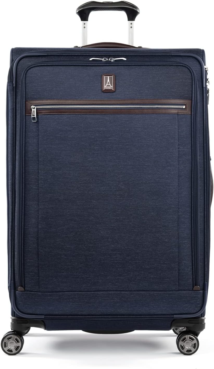 Travelpro Platinum Elite Softside Expandable Checked Luggage, 8 Wheel Spinner Large Suitcase, TSA Lock, Men and Women, True Navy Blue, Checked Large 29-Inch