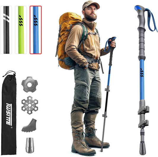 Collapsible Hiking Poles, Lightweight Aluminum Adjustable Walking Poles,Carbon Fiber Trekking Poles with Flip Lock and EVA Grips Suitable for All Kinds of Travel