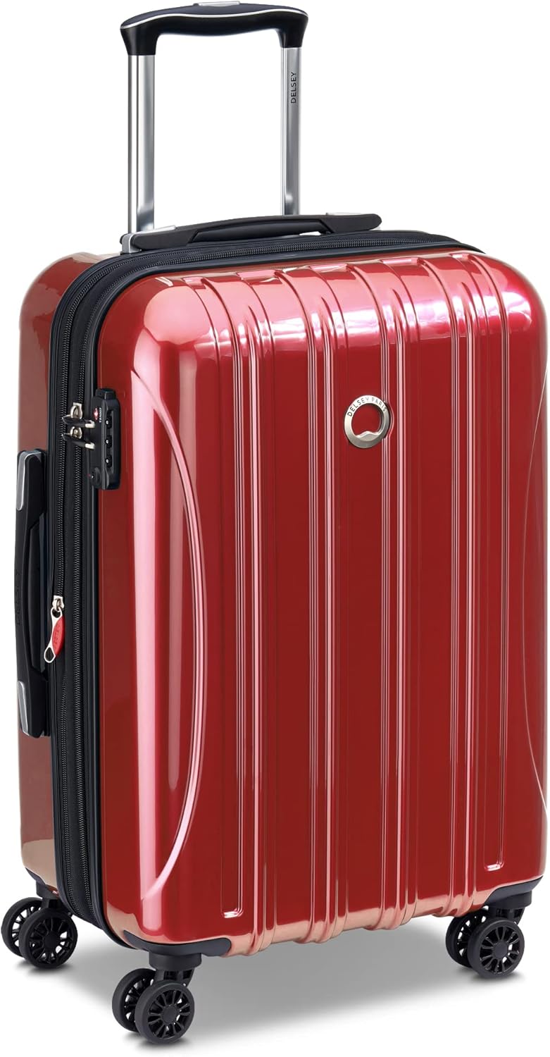DELSEY PARIS Helium Aero Hardside Expandable Luggage with Spinner Wheels, Brick Red, Carry-On 21 Inch