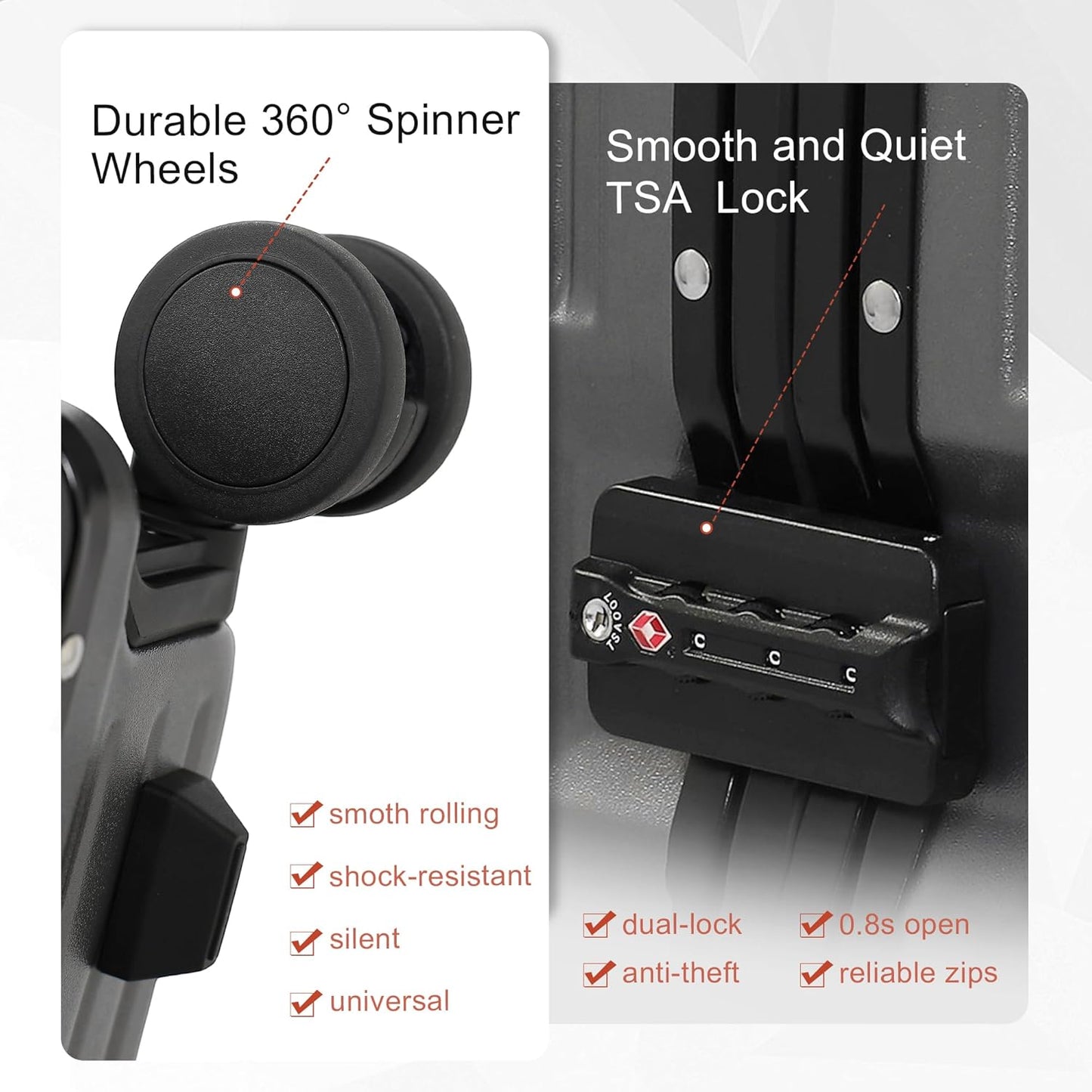 Carry On Luggage 22x14x9 Airline Approved Aluminum Frame, 20 Inch Hard Shell Carry On Luggage, Suitcase Carry-on Zipperless Luggage, TSA Approved (Grey)