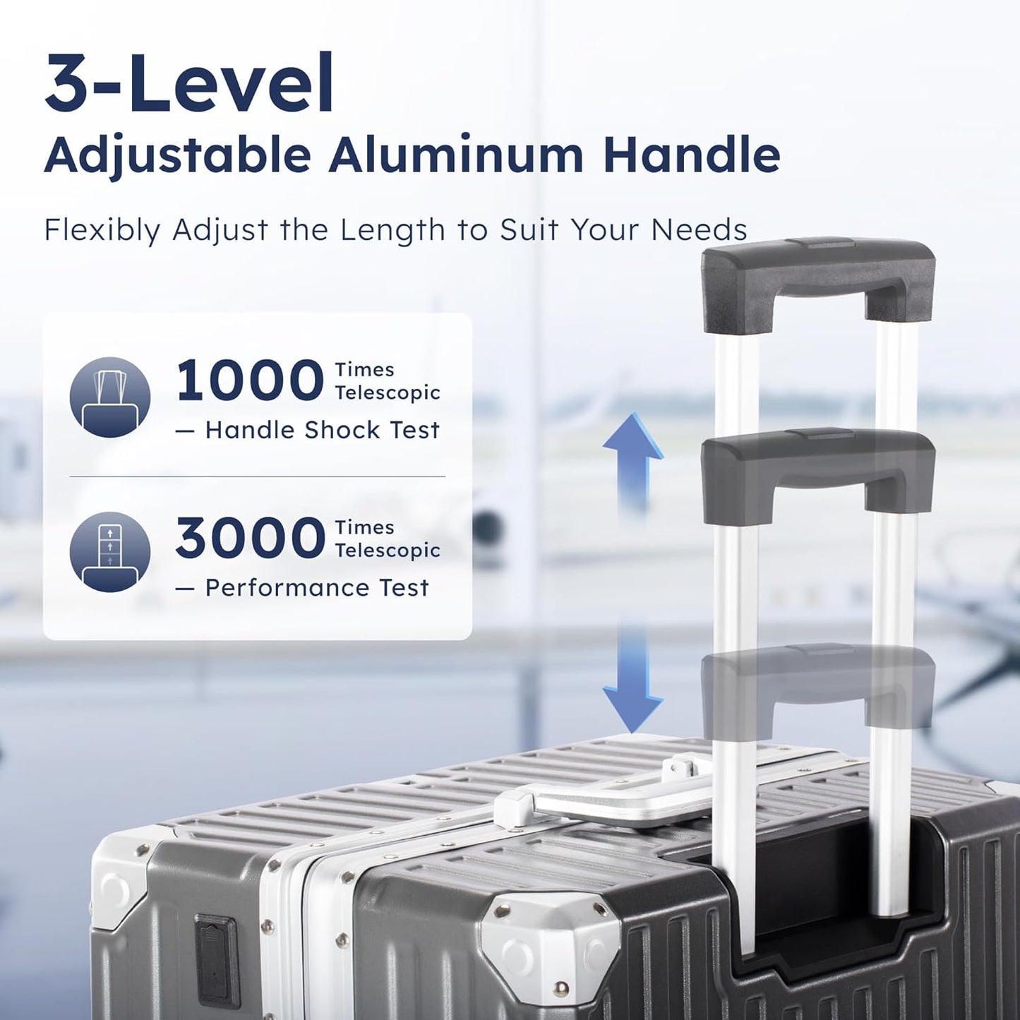 ALPHA CAMP 2 Piece Luggage Sets With Dual Layer Aluminum Frame, TSA Locks, 3-Layer PC 20" Carry-on 24" Checked Lightweight Hardside Zipperless Suitcase Sets, Type-C USB Charging Port, Cup Holder