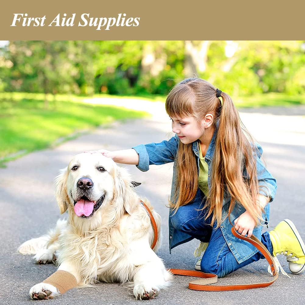 Self Adhesive Bandage Wrap,2 Inch Athletic Tape Breathable Elastic Brown Cohesive Bandages, Vet Wrap Sports Tape for First Aid, Wrist Sprains Protection,Dogs