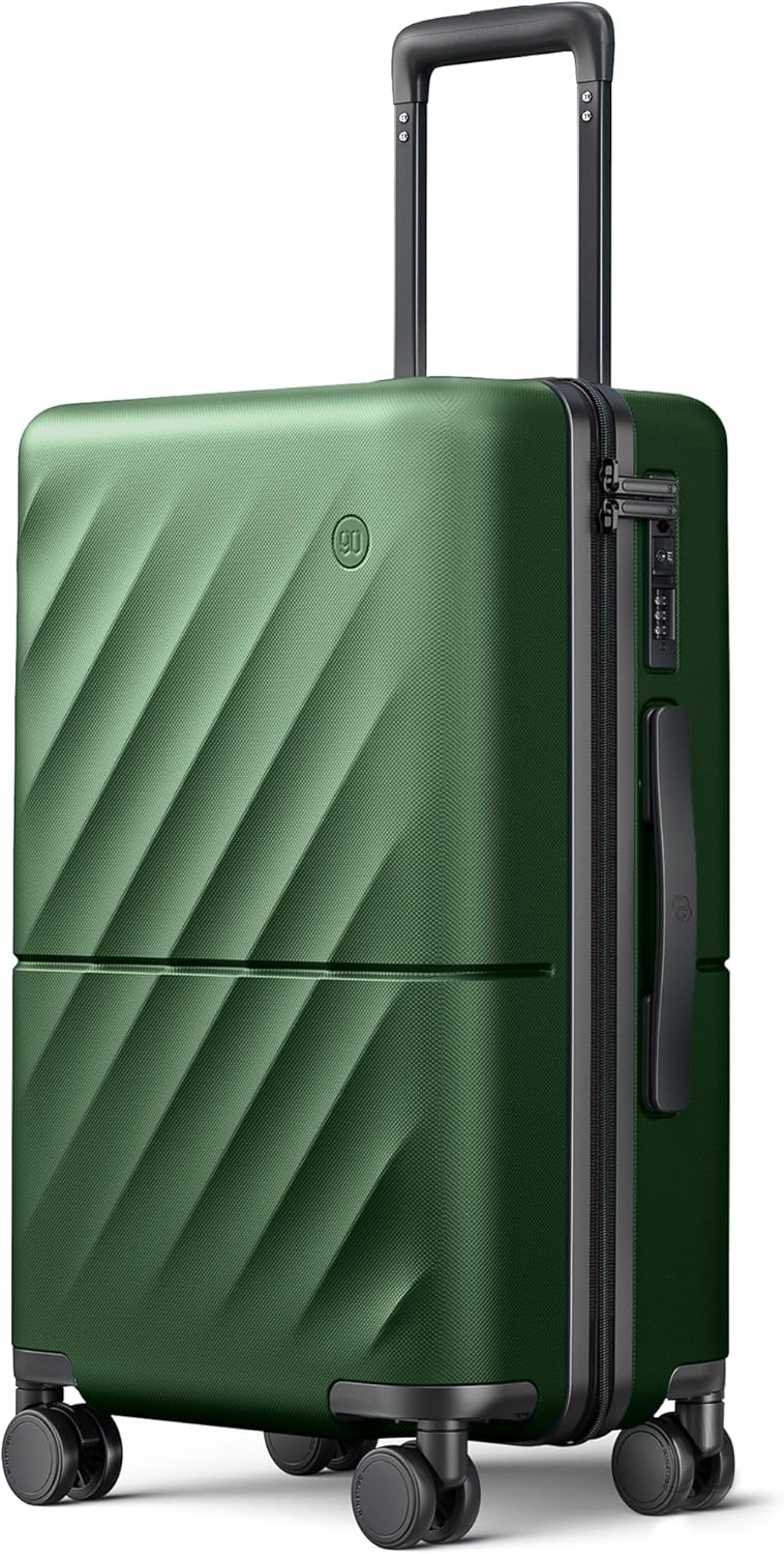 NINETYGO Carry On Suitcase, 20 Inch Carry-On Luggage with Double Spinner Wheels, Anti-Burst Zipper, Hard Case PC Suitcase Carry On, Lightweight Travel Luggage, TSA Approved (Seaweed Green, Hudson)