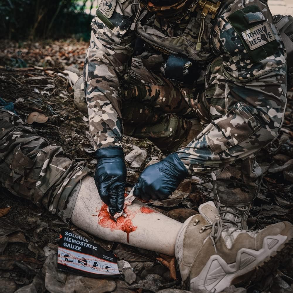 RHINO RESCUE Soluble Hemostatic Gauze Dressing 4"*35"(3ft) for Quick Clotting, Stop Bleeding Gauze for Combat, Trauma, IFAK Refill, Wound Kit, 1 Count