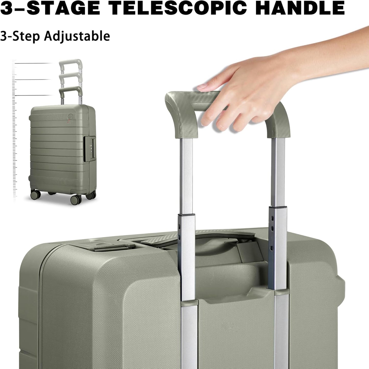 28 Inch Luggage with Spinner Wheels, Hardside Zipperless Large Checked Luggage with TSA Lock, Durable Rolling Suitcase, Green