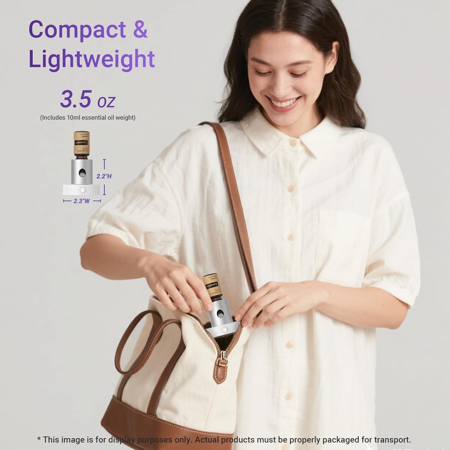 Mini Waterless Nebulizing Essential Oil Diffuser with 10ml Lavender Oil for Aromatherapy, Small Portable with Air Mist and Scent for Home, Room, Hotel, Desk, Office, Travel - Silvery