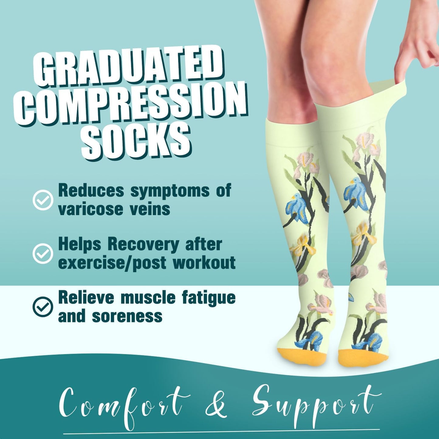 COOLOVER Compression Socks for Women and Men - Best for Circulation, Running, Athletic, Recover, Nurse, Travel