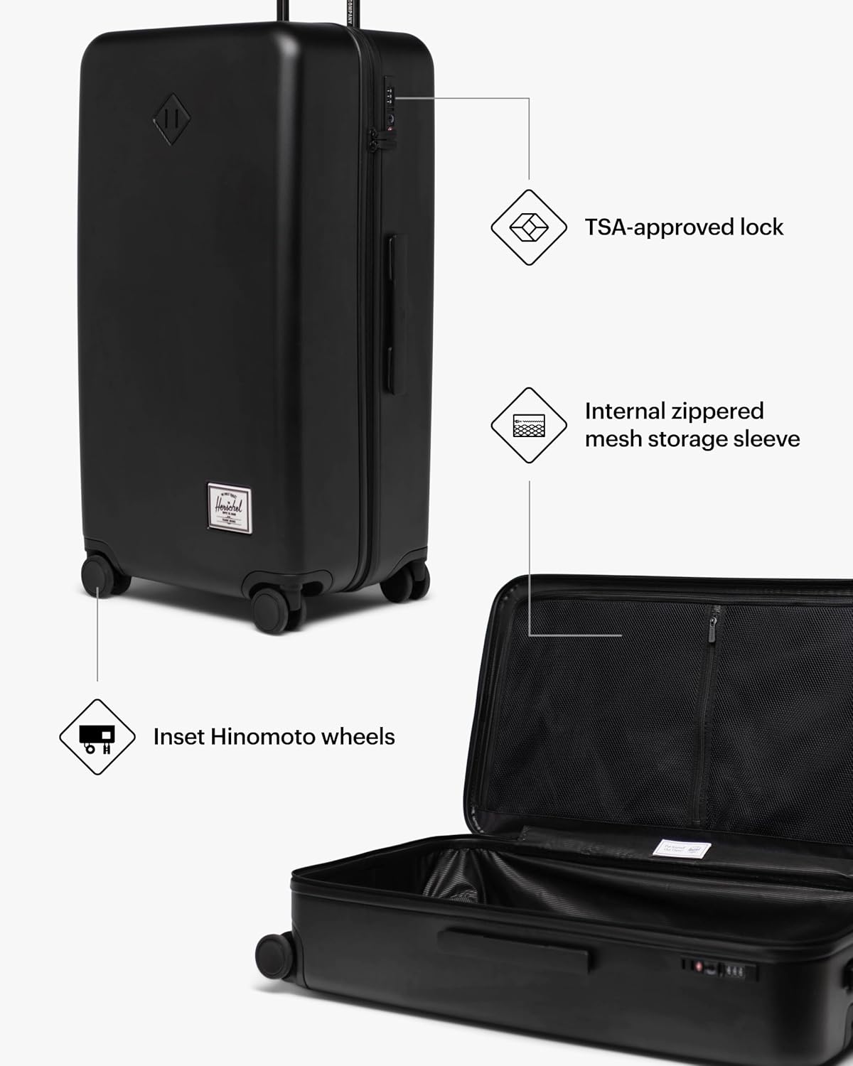 Herschel Supply Co. Heritage Hardshell Luggage, Ash Rose, Large-32 Inch