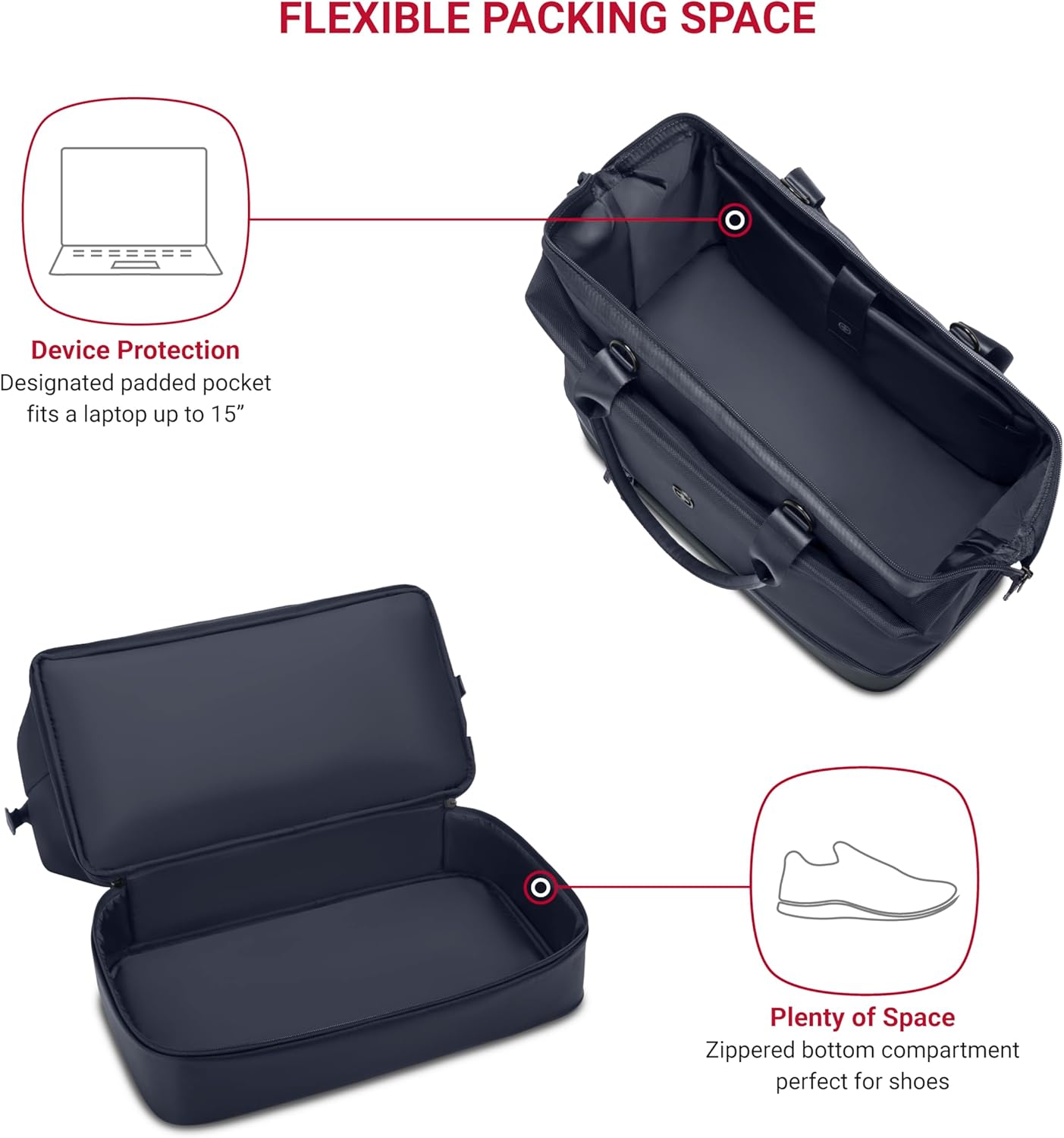 SwissGear 7366 Hardside Expandable Luggage with Spinner Wheels, Navy, 2-Piece Set (Weekender/27)