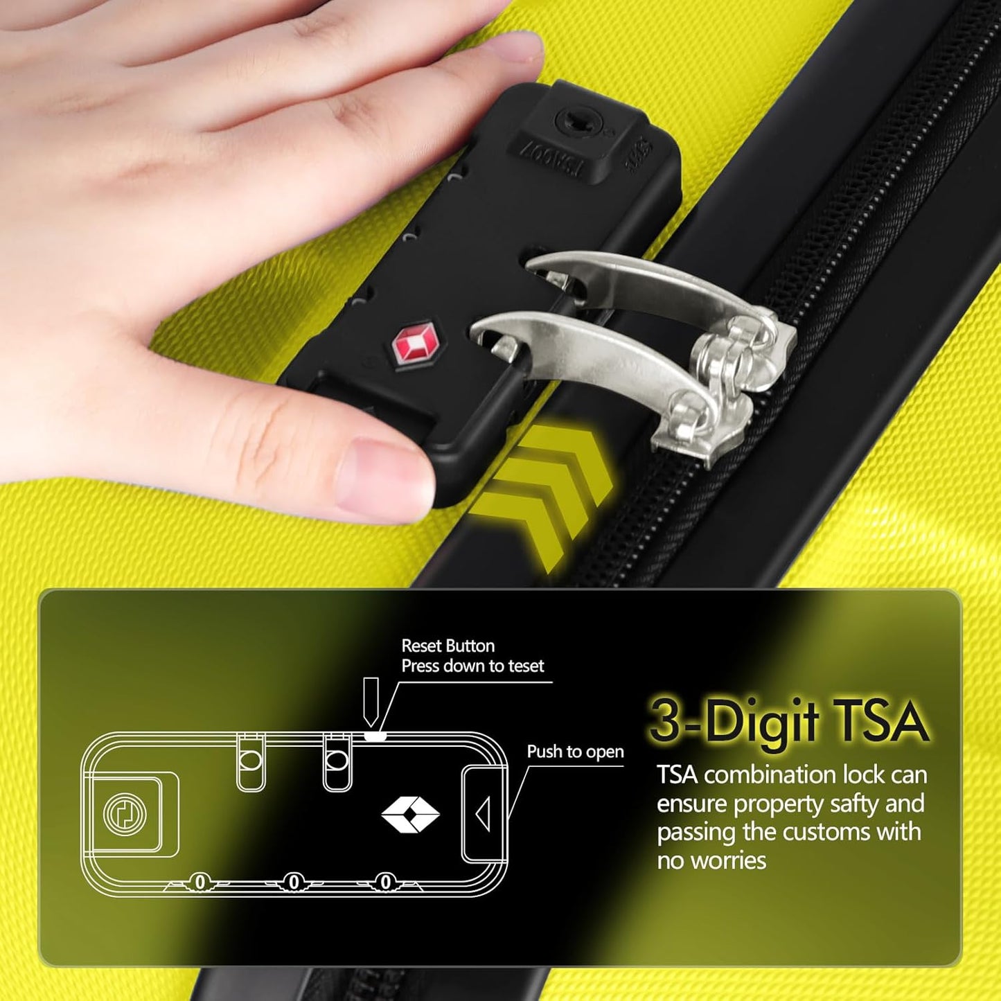 AnyZip Luggage PC ABS Hardside Lightweight Suitcase with 4 Universal Wheels TSA Lock Checked-Large 28 Inch Yellow