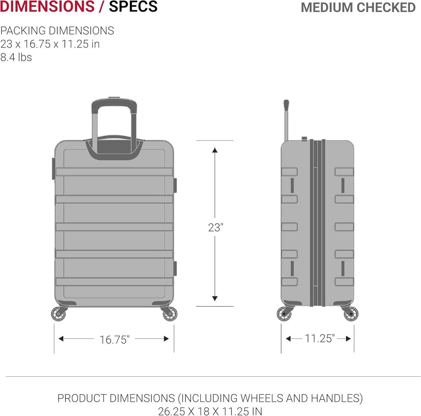 SwissGear 7366 Hardside Expandable Luggage with Spinner Wheels, Navy, Checked-Medium 23-Inch