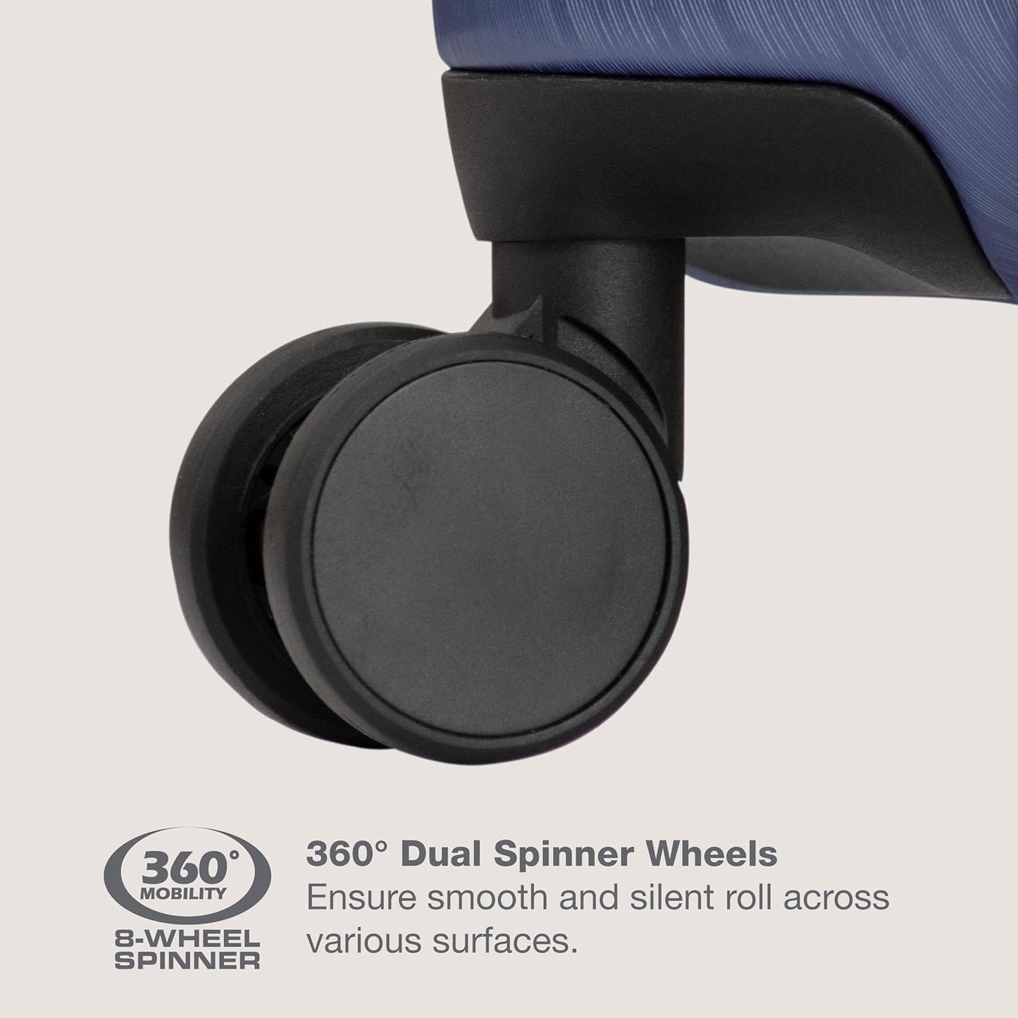 U.S. Traveler Boren Polycarbonate Hardside Rugged Travel Suitcase Luggage with 8 Spinner Wheels, Aluminum Handle, Navy, Checked-Medium 26-Inch