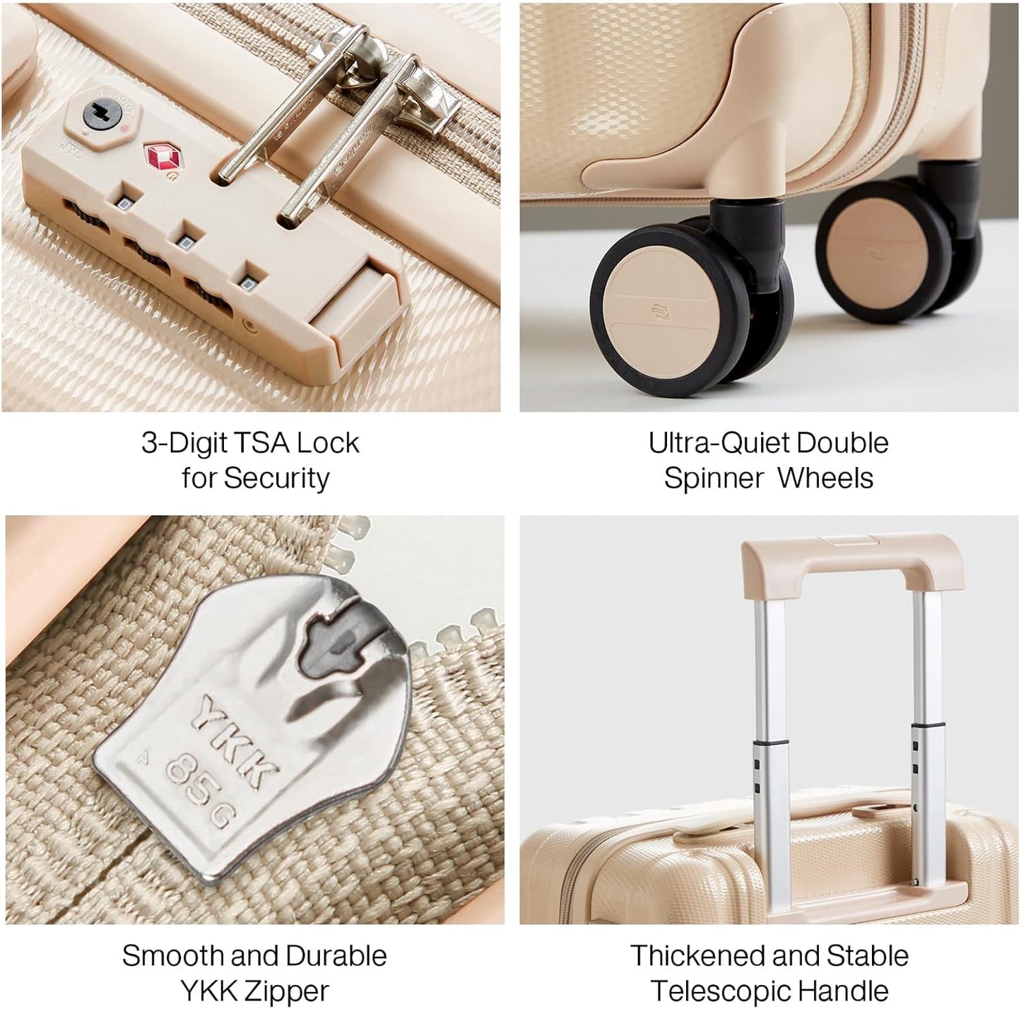 Hanke 20/29 Inch Carry On Luggage Sets 2 Piece Hard Shell Suitcases with Spinner Wheels Extra Large Travel Luggage Rolling Suitcase for Travel Nestable Storage（Cuba Sand）