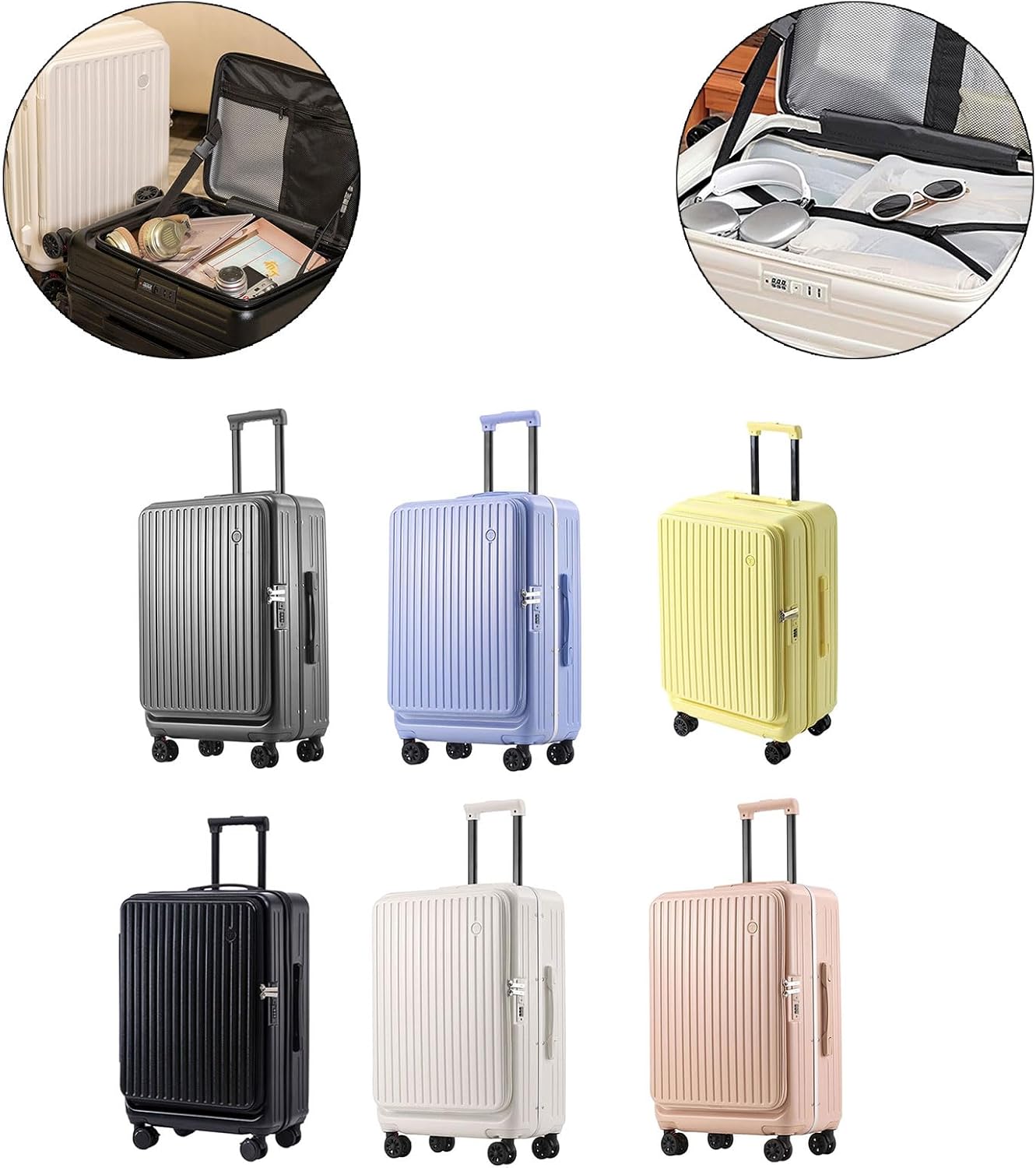 Expandable Carry On Luggage Top Opening Design Ergonomic Practical Hardshells Suitcase With 360 Degree Textured S