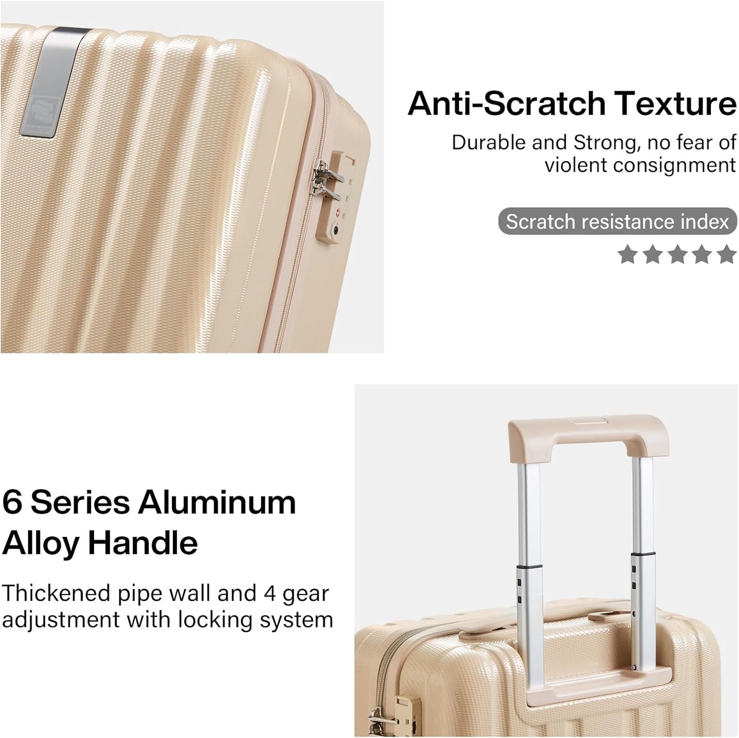 Hanke 16 Inch Underseat Carry on Suitcases with Wheels,Lightweight Hard Shell Carry on Luggage for Weekender, Travel Approved Small Suitcase,Travel Luggage for Womem Men,Cuba Sand pink.