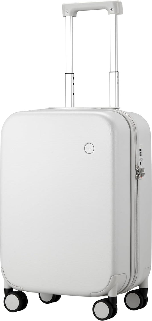 mixi Upgrade Carry on Luggage Suitcases with Spinner Wheels, Hardside Rolling Suitcase PC with TSA Lock Lightweight Travel Case 20in Carry-On, Fine Grid Smoke White