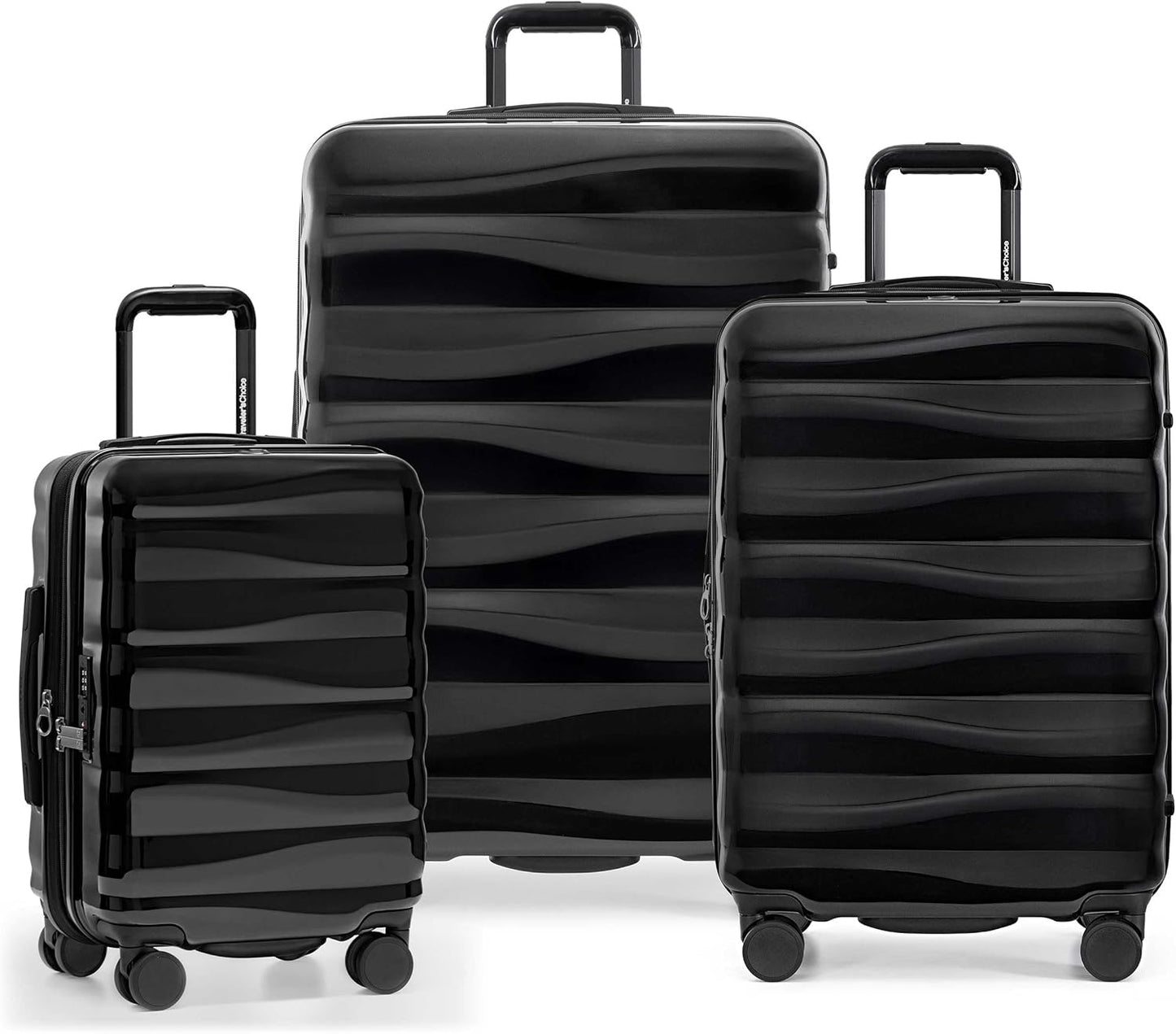 Traveler's Choice Edinburgh II Hardside Spinner Luggage with TSA Lock, Black, 3 Piece (21/25/29)