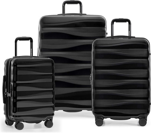 Traveler's Choice Edinburgh II Hardside Spinner Luggage with TSA Lock, Black, 3 Piece (21/25/29)