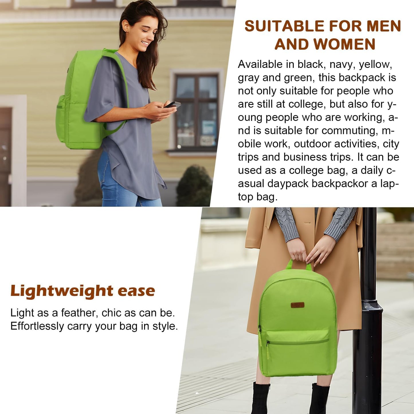 ABS+PC Carry on Luggage set with backpack 3 Pcs suitcace with Spinner wheels TSA Lock 20-In hardshell Lightweight Luggage set (Lime)