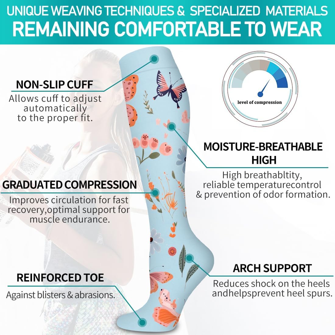 Copper Compression Socks for Women and Men(6 Pairs)-Best Support for Running, Athletic, Nursing, Travel