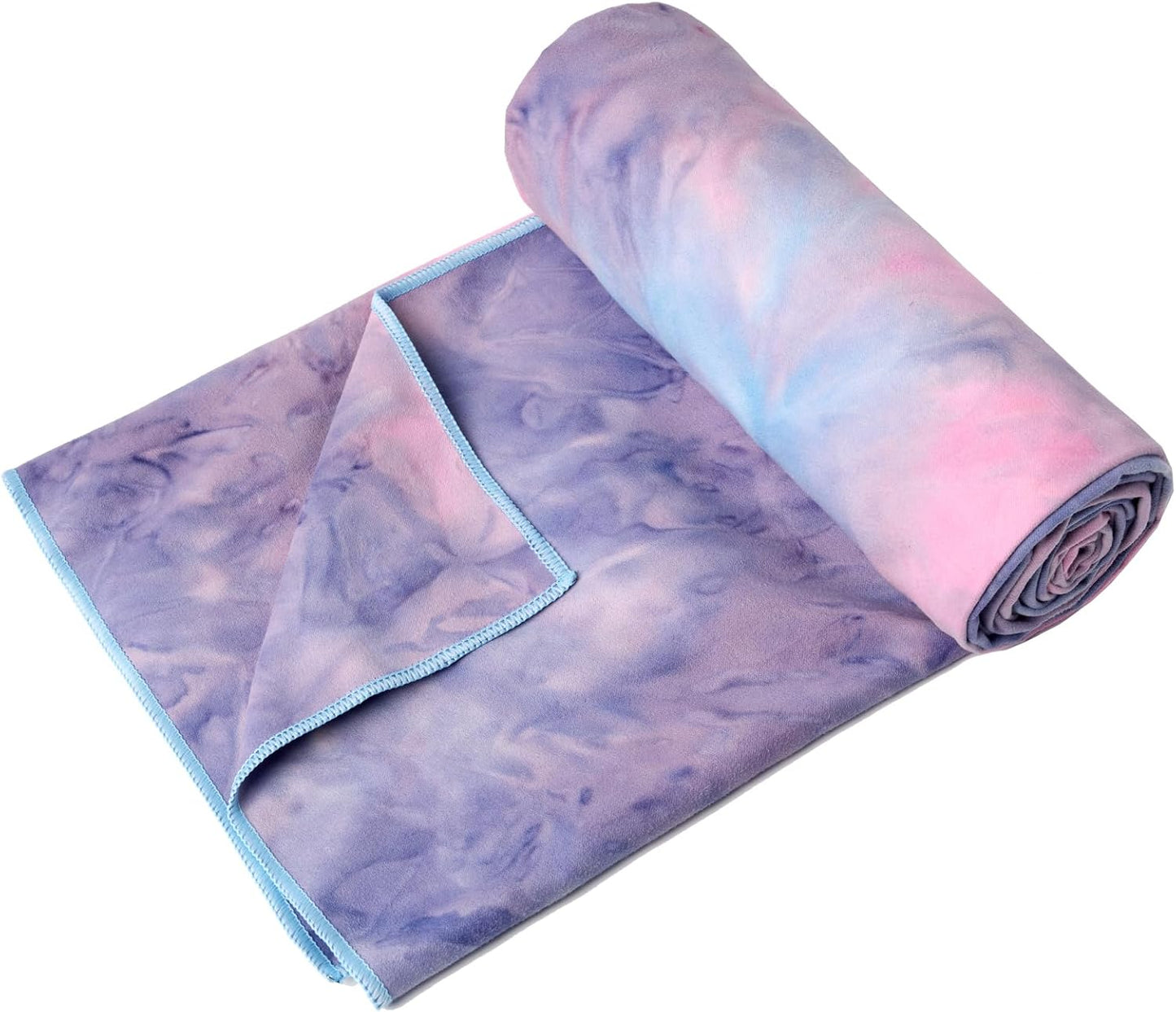 Eunzel Hot Yoga Towel Non Slip Yoga Mat Towel Non-Slip Sweat Absorbent Microfiber Towel for Hot Yoga, Pilates and Workout 72" x 26.5", Purple & Blue