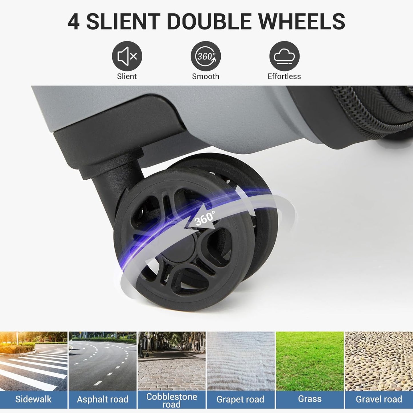 Kono 20 Inch Expandable Carry On Luggage with Spinner Wheels, Durable Hardside Luggage with Hidden Cup Holder, Lightweight Hard Shell Carry On Suitcase Airline Approved with TSA Lock(Light Grey)