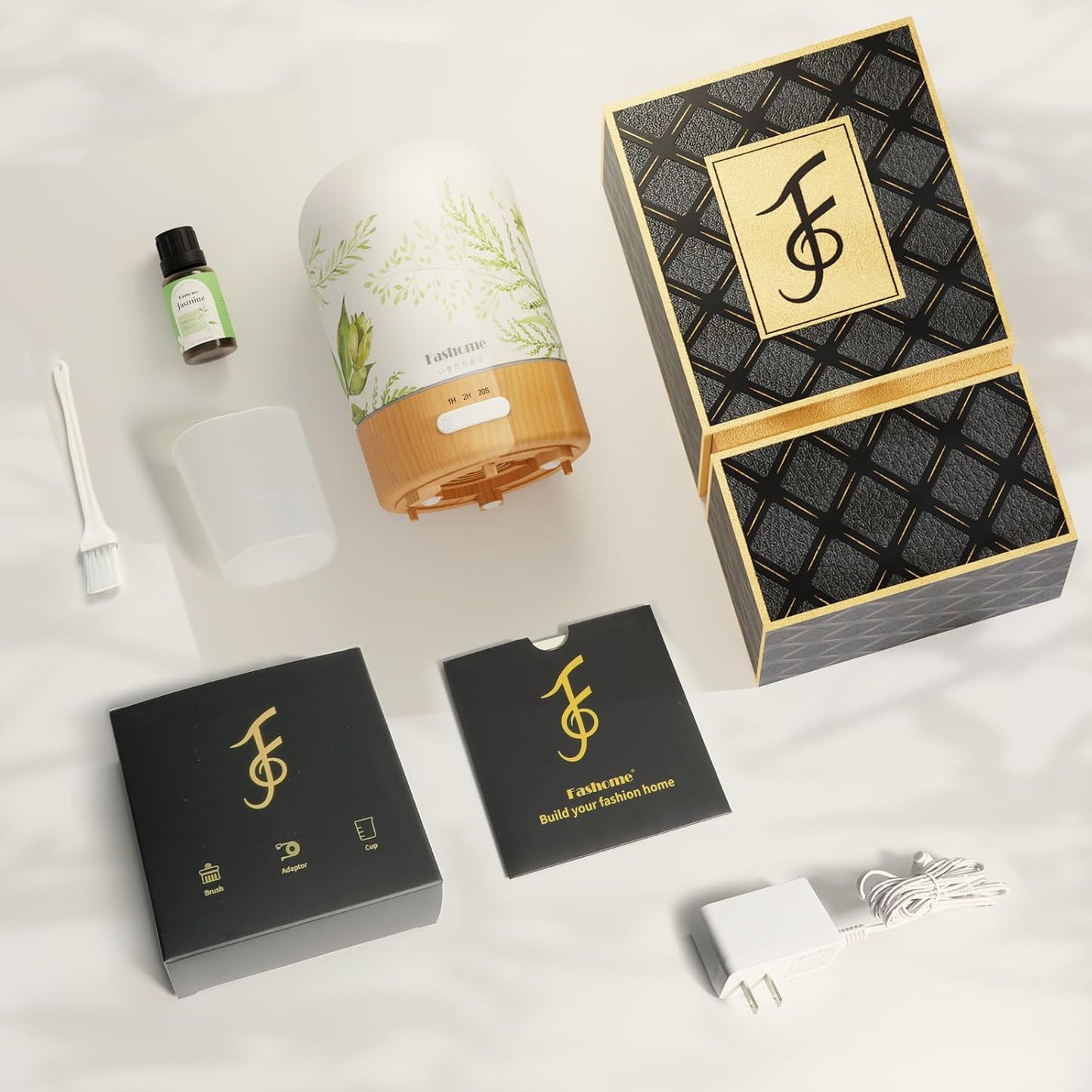 Essential Oil Diffuser with Jasmine Oil, 100ml Ultrasonic Aromatherapy Humidifier, 6 in 1 Scent Vaporizer with Timer and Auto-Off (Summer-Jasmine)