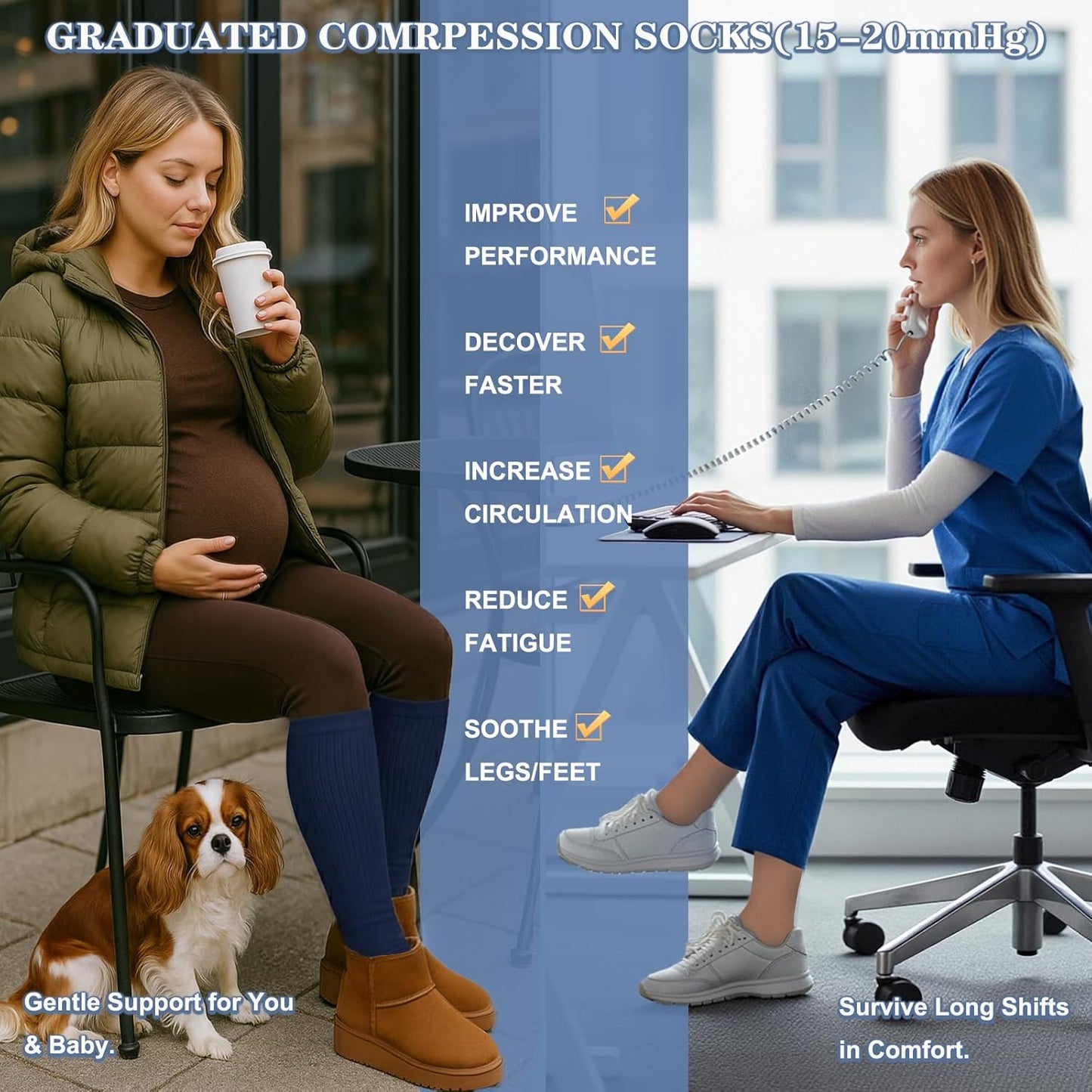 Compression Socks for Women and Men Circulation (3 Pairs) is Best Support for Running Athletic Cycling Hiking