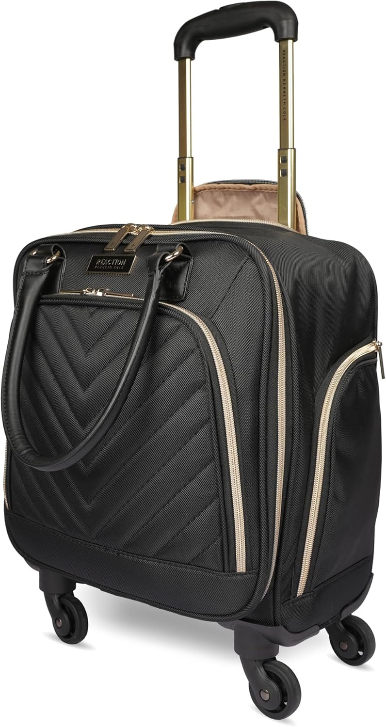 Kenneth Cole REACTION Chelsea Chevron Quilted Luggage, Black, Underseater, 17-Inch Carry On